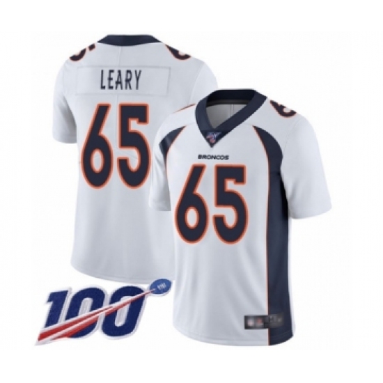 Men's Denver Broncos 65 Ronald Leary White Vapor Untouchable Limited Player 100th Season Football Jersey