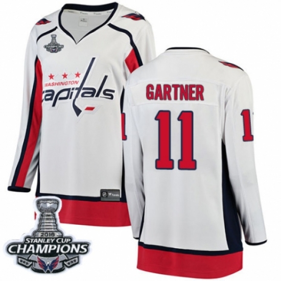 Women's Washington Capitals 11 Mike Gartner Fanatics Branded White Away Breakaway 2018 Stanley Cup Final Champions NHL Jersey