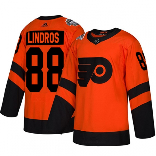 Men's Adidas Philadelphia Flyers 88 Eric Lindros Orange Authentic 2019 Stadium Series Stitched NHL Jersey