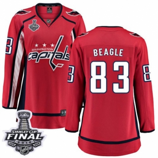 Women's Washington Capitals 83 Jay Beagle Fanatics Branded Red Home Breakaway 2018 Stanley Cup Final NHL Jersey