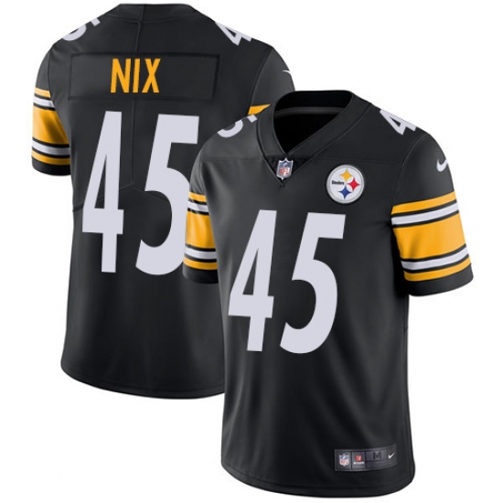 Men's Nike Pittsburgh Steelers 45 Roosevelt Nix Black Team Color Vapor Untouchable Limited Player NFL Jersey