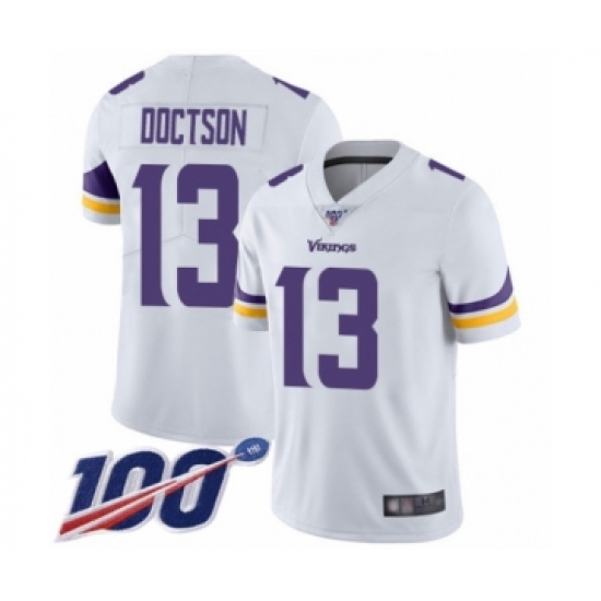 Men's Minnesota Vikings 13 Josh Doctson White Vapor Untouchable Limited Player 100th Season Football Jersey