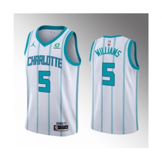Men's Charlotte Hornets 5 Mark Williams 2022 Draft White Stitched Basketball Jersey