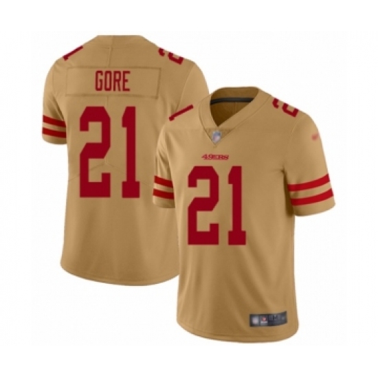 Men's San Francisco 49ers 21 Frank Gore Limited Gold Inverted Legend Football Jersey