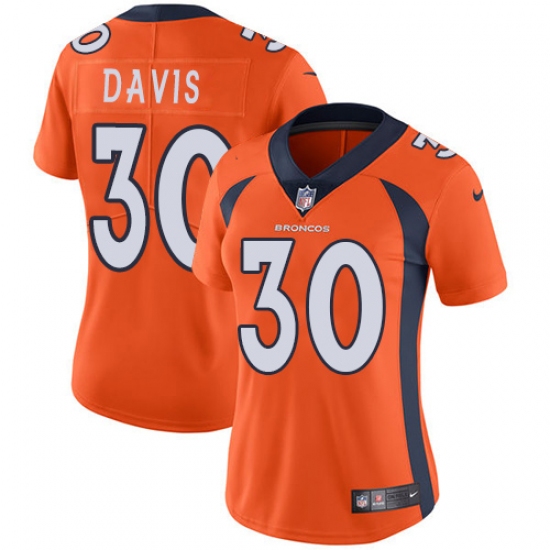 Women's Nike Denver Broncos 30 Terrell Davis Elite Orange Team Color NFL Jersey