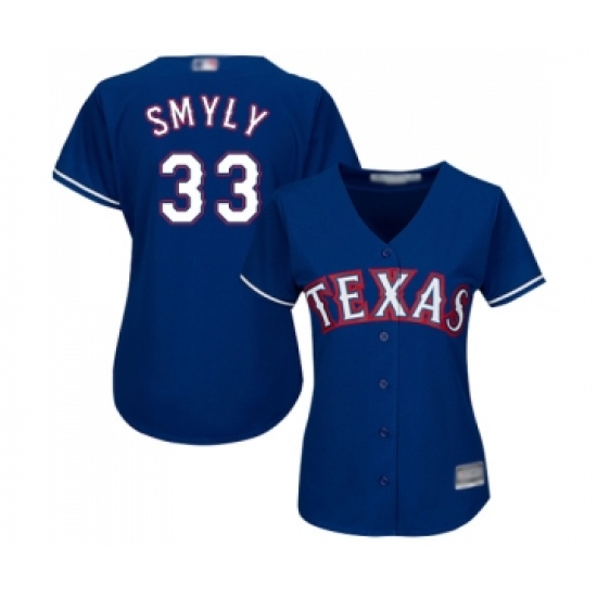 Women's Texas Rangers 33 Drew Smyly Replica Royal Blue Alternate 2 Cool Base Baseball Jersey