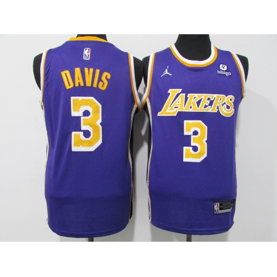 Men's Los Angeles Lakers 3 Anthony Davis Purple 75th Anniversary Stitched Basketball Jersey
