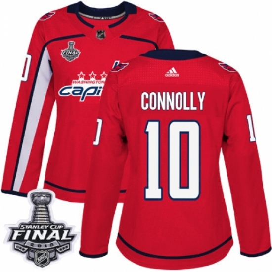 Women's Adidas Washington Capitals 10 Brett Connolly Authentic Red Home 2018 Stanley Cup Final NHL Jersey