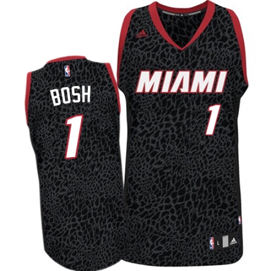 Men's Adidas Miami Heat 1 Chris Bosh Swingman Black Crazy Light NBA Jersey