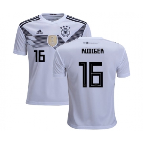 Germany 16 Rudiger White Home Kid Soccer Country Jersey