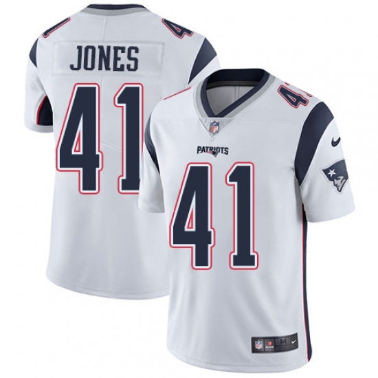 Men's Nike New England Patriots 41 Cyrus Jones White Vapor Untouchable Limited Player NFL Jersey