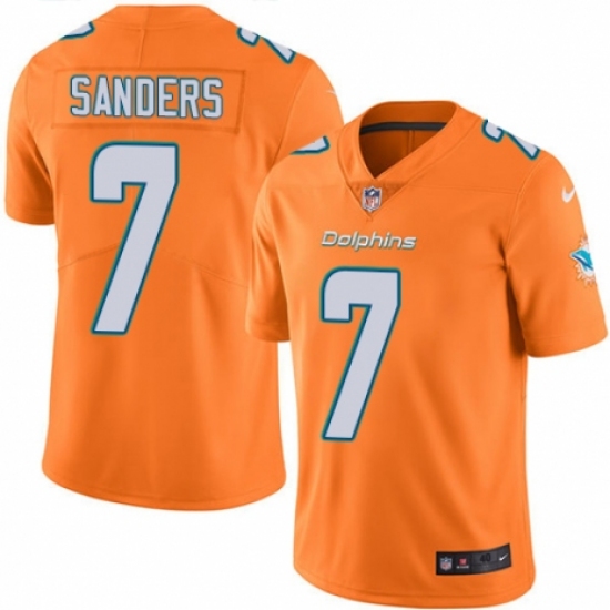 Men's Nike Miami Dolphins 7 Jason Sanders Elite Orange Rush Vapor Untouchable NFL Jersey