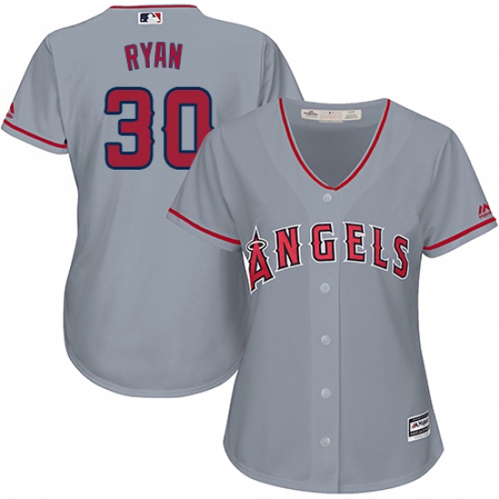 Women's Majestic Los Angeles Angels of Anaheim 30 Nolan Ryan Authentic Grey Road Cool Base MLB Jersey