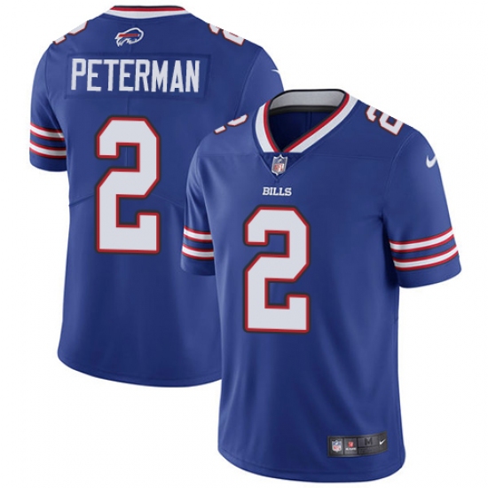 Men's Nike Buffalo Bills 2 Nathan Peterman Royal Blue Team Color Vapor Untouchable Limited Player NFL Jersey