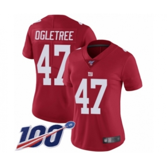 Women's New York Giants 47 Alec Ogletree Red Limited Red Inverted Legend 100th Season Football Jersey