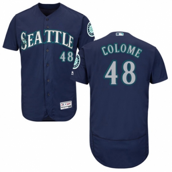Men's Majestic Seattle Mariners 48 Alex Colome Navy Blue Alternate Flex Base Authentic Collection MLB Jersey