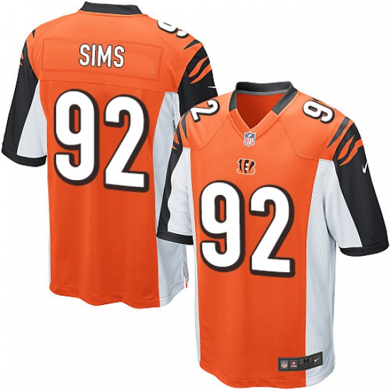 Men's Nike Cincinnati Bengals 92 Pat Sims Game Orange Alternate NFL Jersey