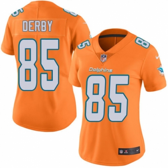 Women's Nike Miami Dolphins 85 A.J. Derby Limited Orange Rush Vapor Untouchable NFL Jersey