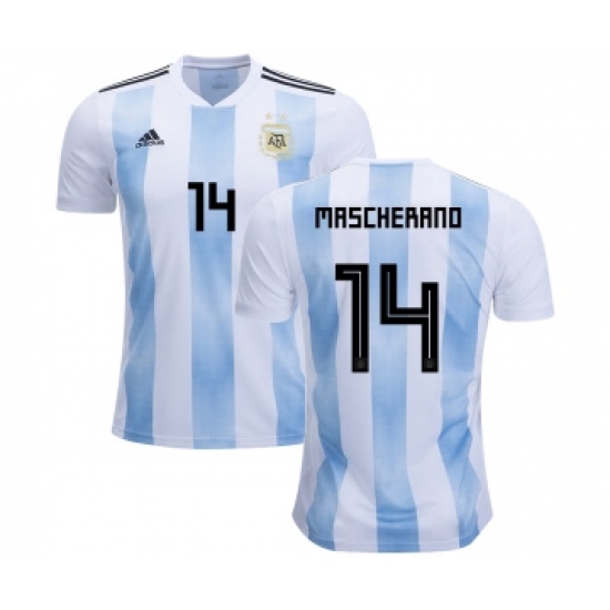 Argentina 14 Mascherano Home Kid Soccer Country Jersey