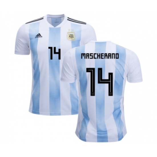 Argentina 14 Mascherano Home Kid Soccer Country Jersey