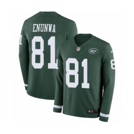 Men's Nike New York Jets 81 Quincy Enunwa Limited Green Therma Long Sleeve NFL Jersey