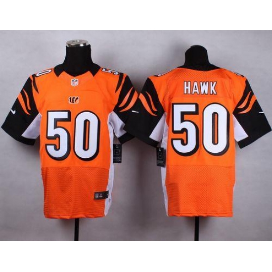 Nike Bengals 50 A.J. Hawk Orange Alternate Men's Stitched NFL Elite Jersey