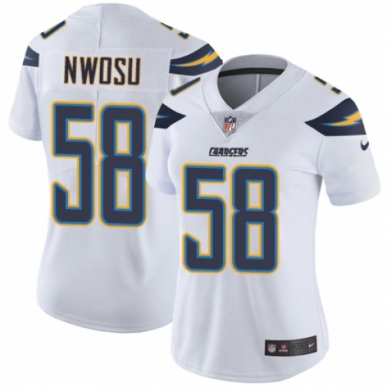Women's Nike Los Angeles Chargers 58 Uchenna Nwosu White Vapor Untouchable Limited Player NFL Jersey