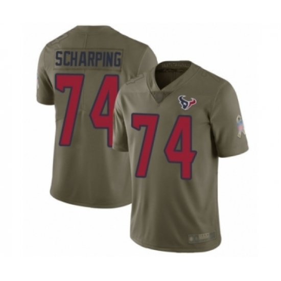 Men's Houston Texans 74 Max Scharping Limited Olive 2017 Salute to Service Football Jersey