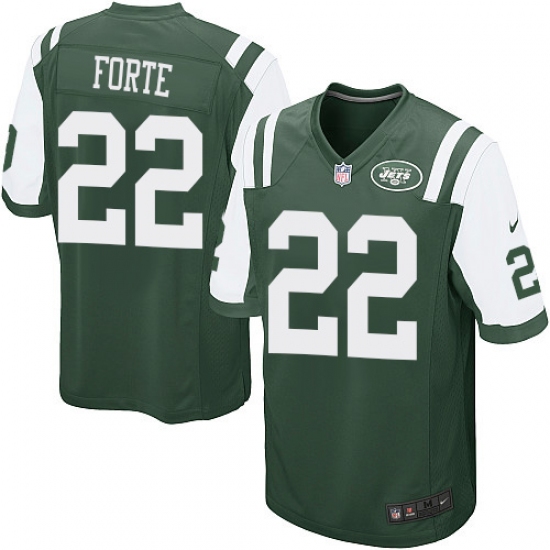 Men's Nike New York Jets 22 Matt Forte Game Green Team Color NFL Jersey