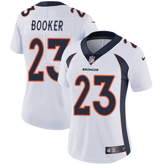 Women's Nike Denver Broncos 23 Devontae Booker White Vapor Untouchable Limited Player NFL Jersey
