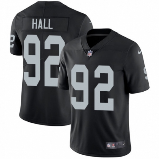 Youth Nike Oakland Raiders 92 P.J. Hall Black Team Color Vapor Untouchable Limited Player NFL Jersey