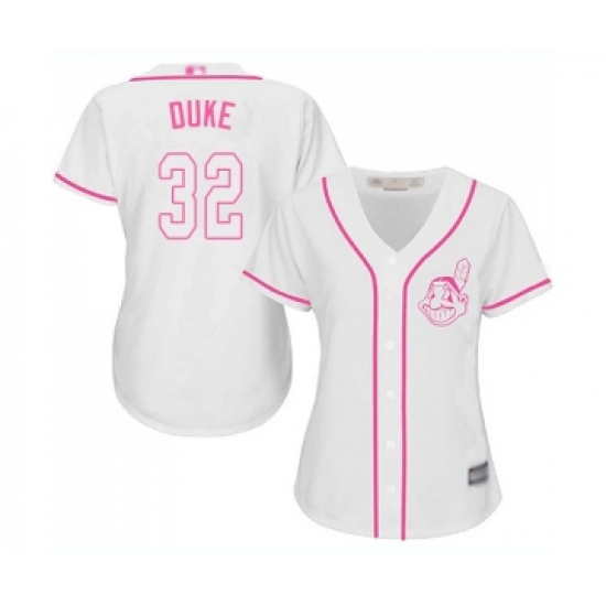Women's Cleveland Indians 32 Zach Duke Replica White Fashion Cool Base Baseball Jersey