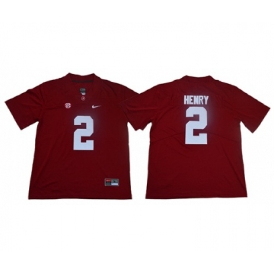 Crimson Tide 2 Derrick Henry Red SEC Patch Limited Stitched College Jersey