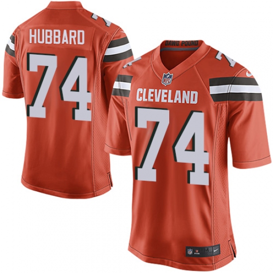 Men's Nike Cleveland Browns 74 Chris Hubbard Game Orange Alternate NFL Jersey
