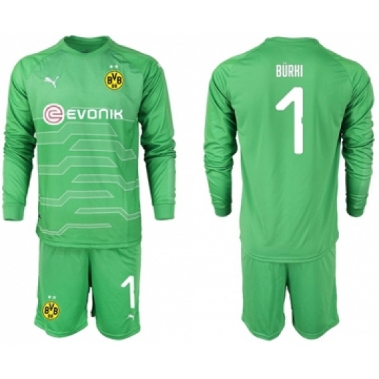 Dortmund 1 Burki Green Goalkeeper Long Sleeves Soccer Club Jersey