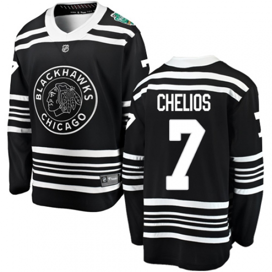Men's Chicago Blackhawks 7 Chris Chelios Black 2019 Winter Classic Fanatics Branded Breakaway NHL Jersey