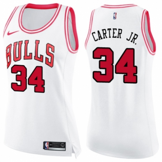 Women's Nike Chicago Bulls 34 Wendell Carter Jr. Swingman White/Pink Fashion NBA Jersey