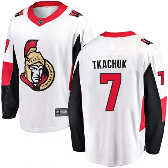 Men's Ottawa Senators 7 Brady Tkachuk Fanatics Branded White Away Breakaway NHL Jersey