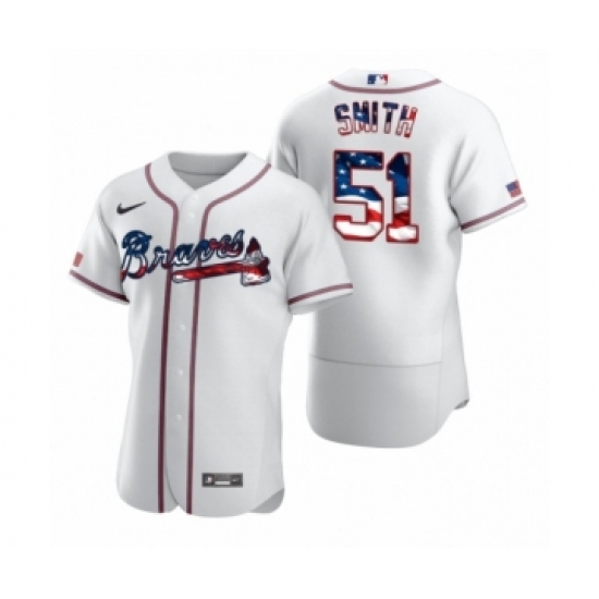 Men's Will Smith Atlanta Braves 51 White 2020 Stars & Stripes 4th of July Jersey