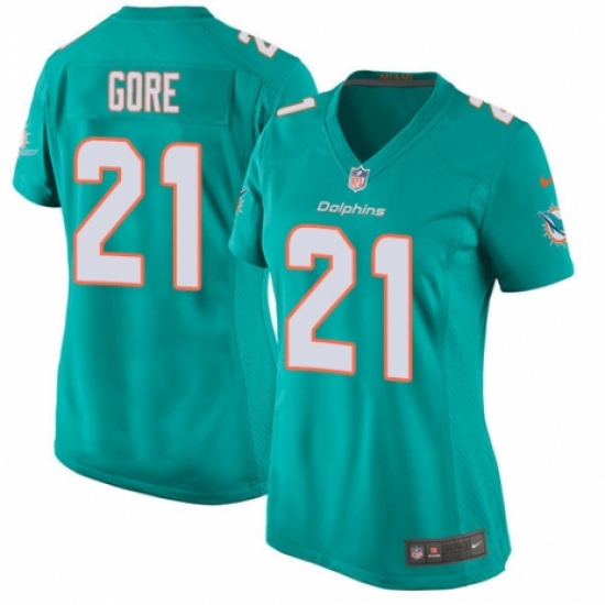 Women's Nike Miami Dolphins 21 Frank Gore Game Aqua Green Team Color NFL Jersey