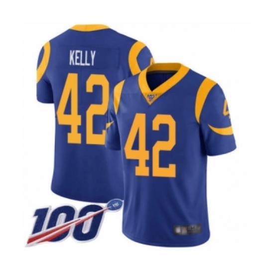 Men's Los Angeles Rams 42 John Kelly Royal Blue Alternate Vapor Untouchable Limited Player 100th Season Football Jersey