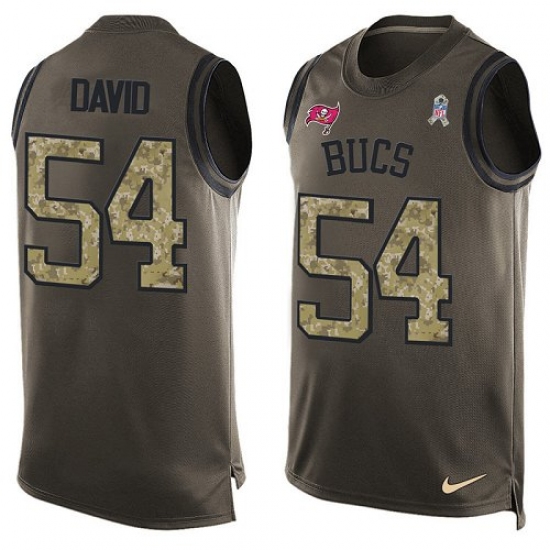Men's Nike Tampa Bay Buccaneers 54 Lavonte David Limited Green Salute to Service Tank Top NFL Jersey