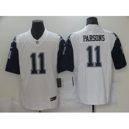 Men's Dallas Cowboys 11 Micah Parsons Nike White 2021 Throwback Limited Jersey