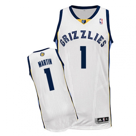 Men's Adidas Memphis Grizzlies 1 Jarell Martin Authentic White Home NBA Jersey