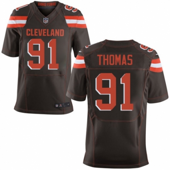 Men's Nike Cleveland Browns 91 Chad Thomas Elite Brown Team Color NFL Jersey