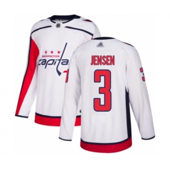Men's Washington Capitals 3 Nick Jensen Authentic White Away Hockey Jersey