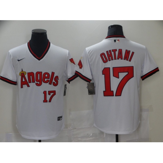 Men's Nike Los Angeles Angels 17 Shohei Ohtani White Throwback Baseball Jersey