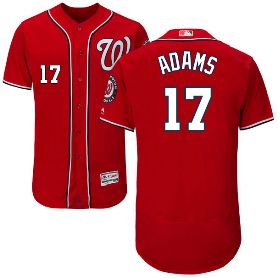 Men's Majestic Washington Nationals 17 Matt Adams Red Alternate Flex Base Authentic Collection MLB Jersey