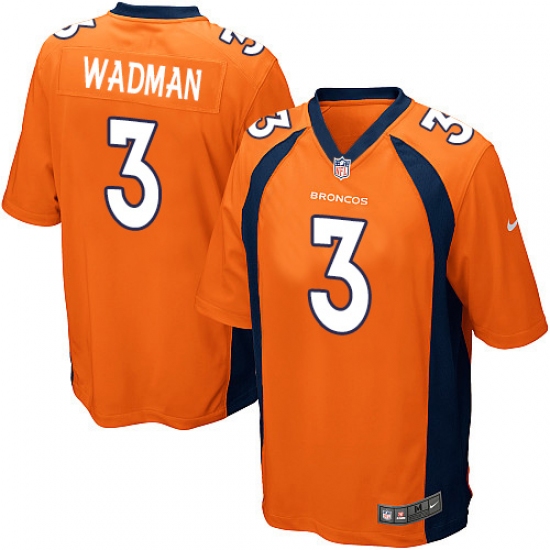 Men's Nike Denver Broncos 3 Colby Wadman Game Orange Team Color NFL Jersey