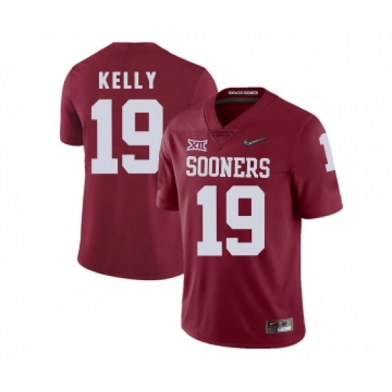 Oklahoma Sooners 19 Caleb Kelly Red With Diamond Logo College Football Jersey